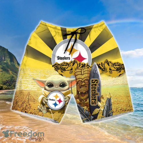 Pittsburgh Steelers Baby Yoda Hawaiian Shirt And Short Product Photo 3