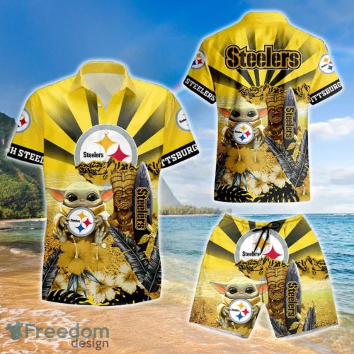 Pittsburgh Steelers Baby Yoda Hawaiian Shirt And Short Product Photo 1