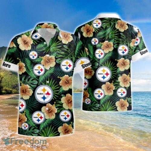 Pittsburgh Steelers Logo Tropical Hawaiian Shirt And Short Product Photo 2