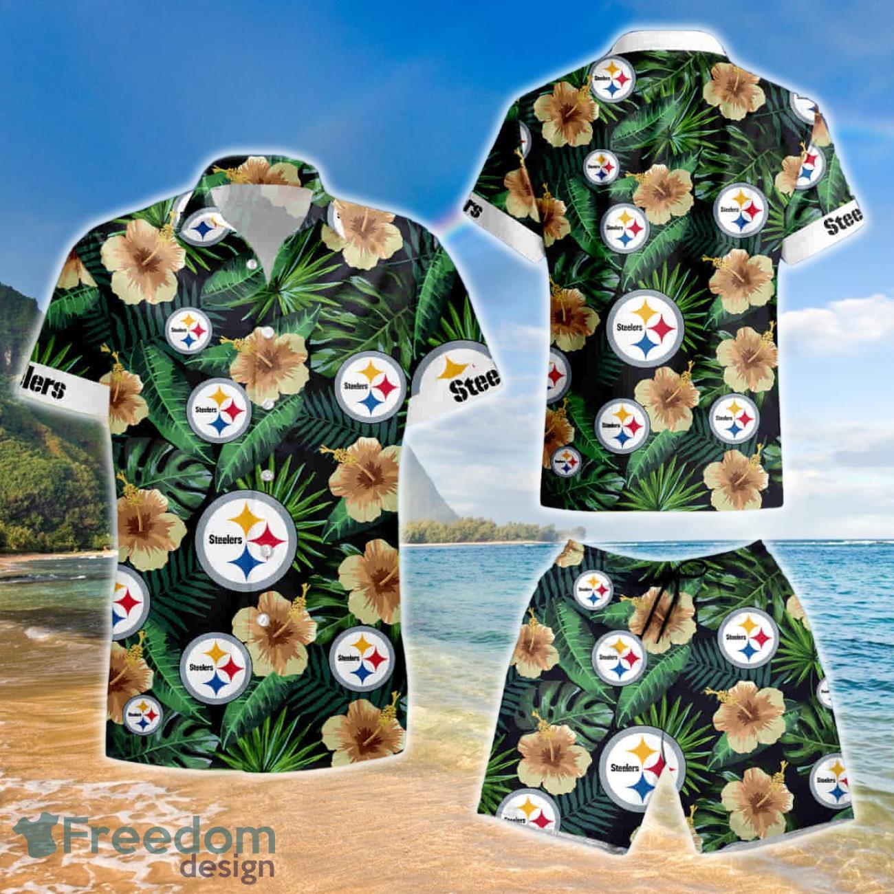 Pittsburgh Steelers Logo Tropical Hawaiian Shirt And Short Product Photo 1