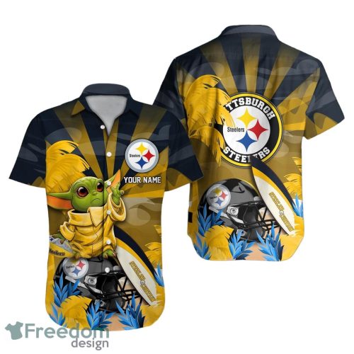 Pittsburgh Steelers NFL Hawaiian Shirt Baby Yoda Custom Name Product Photo 1