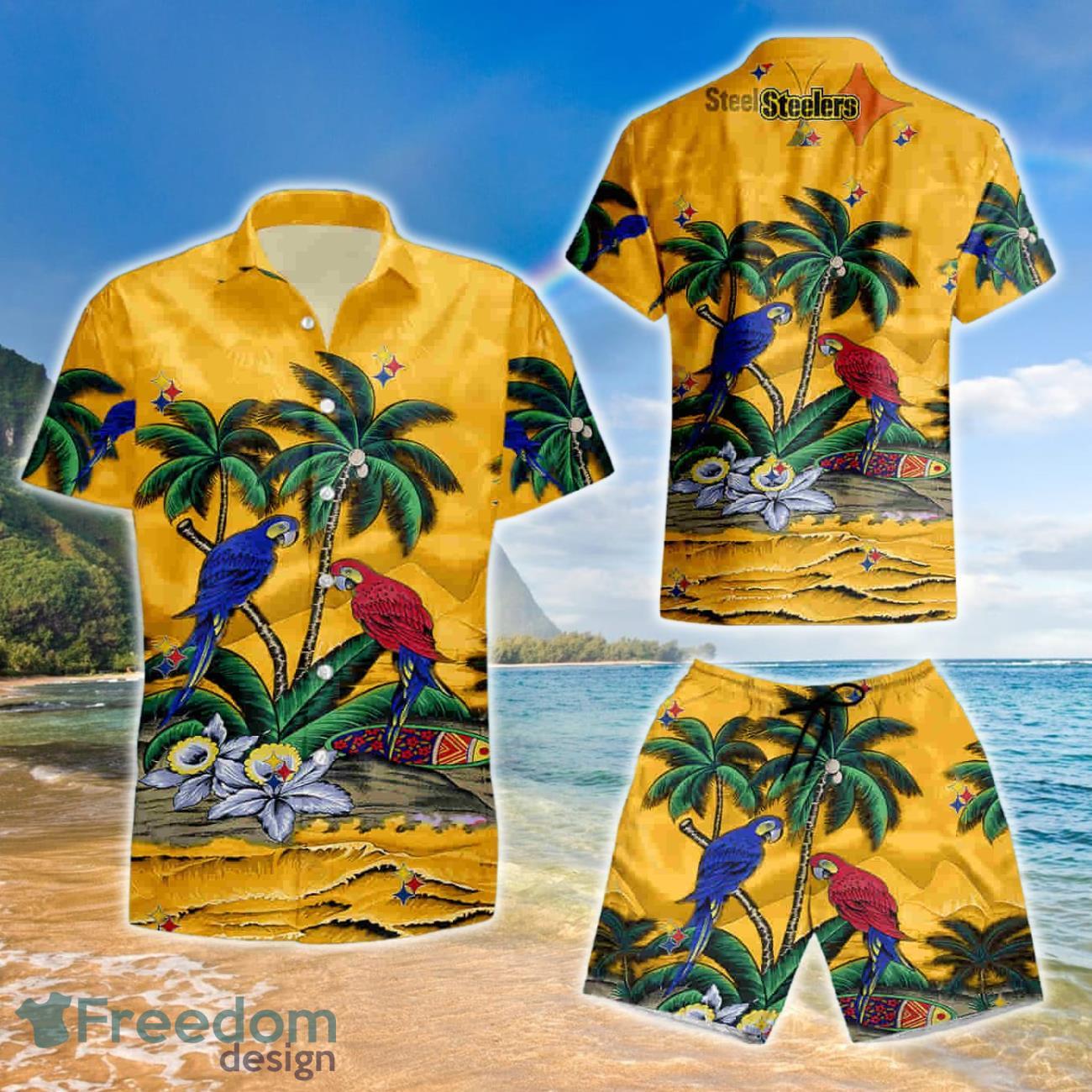 Pittsburgh Steelers Parrots Hawaiian Shirt And Short Product Photo 1