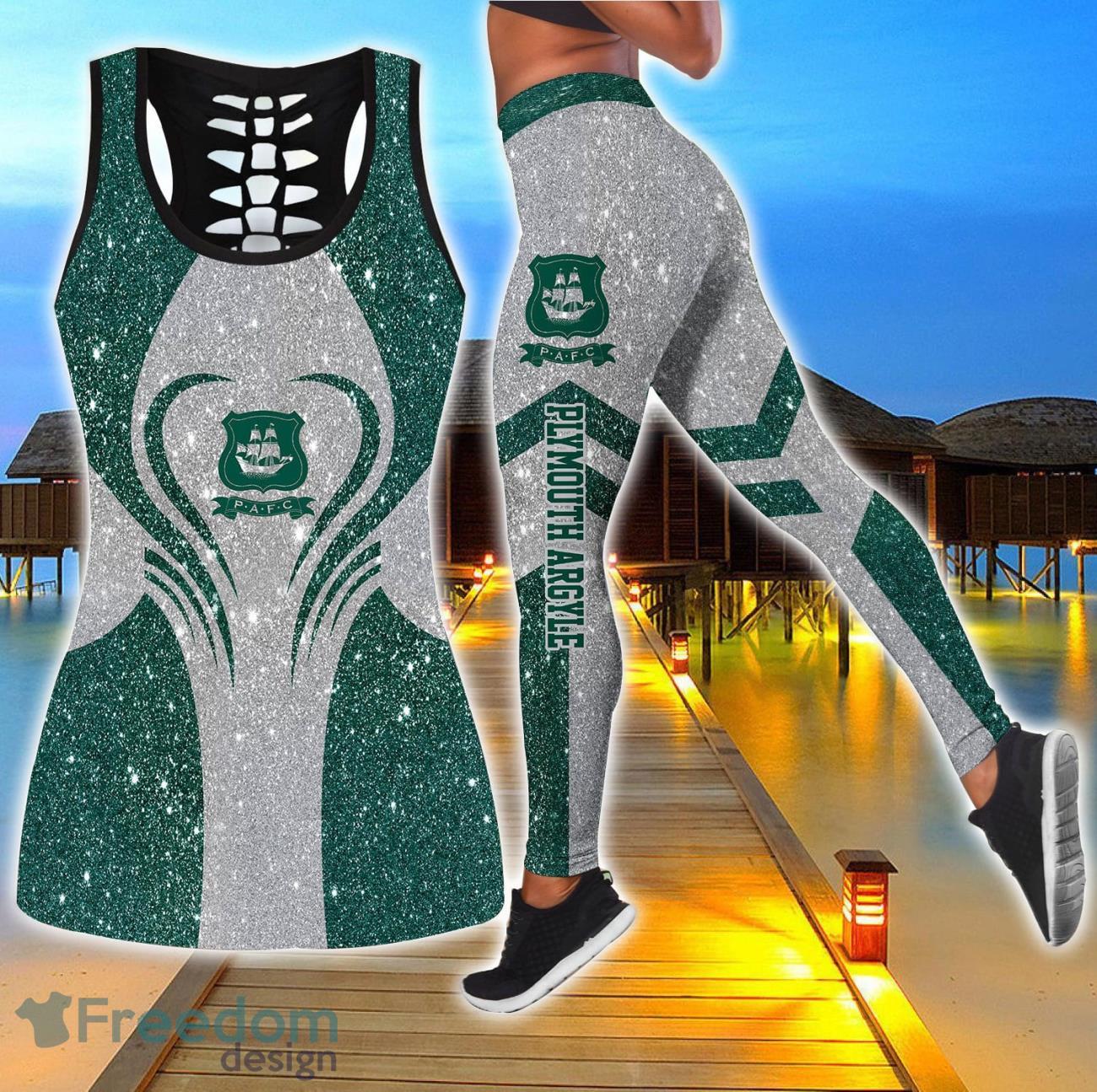 Plymouth Argyle Combo Hollow Tanktop and Legging Sport Gift For Women image Plymouth Argyle Combo Hollow Tanktop and Legging Sport Gift For Women Product Photo 1