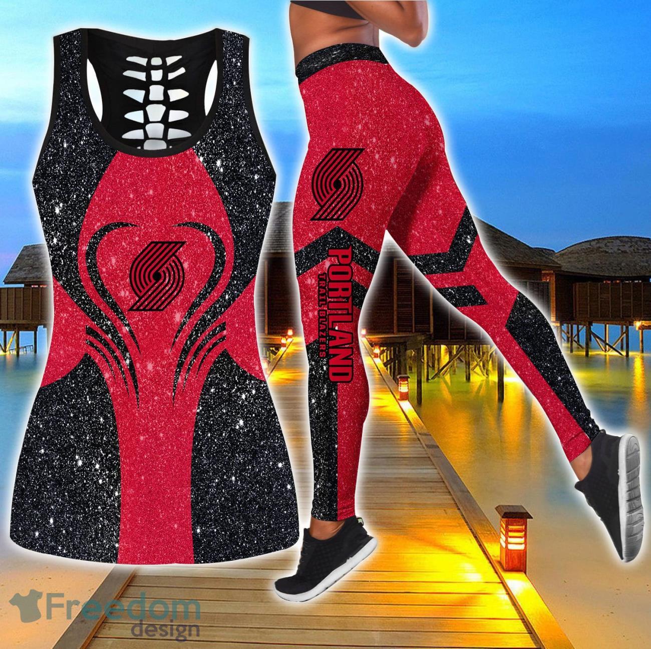 Portland Trail Blazers Combo Hollow Tanktop and Legging Sport Gift For Women image Portland Trail Blazers Combo Hollow Tanktop and Legging Sport Gift For Women Product Photo 1