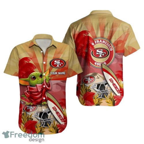 San Francisco 49ers NFL Hawaiian Shirt Baby Yoda Custom Name Product Photo 1