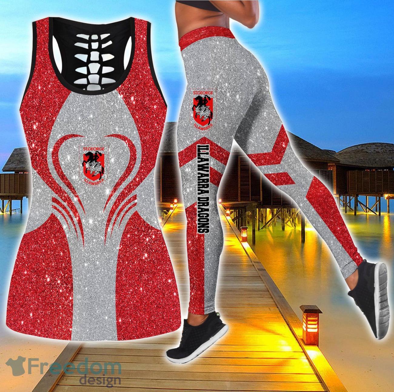 St George Illawarra Dragons Combo Hollow Tanktop and Legging Sport Gift For Women image St George Illawarra Dragons Combo Hollow Tanktop and Legging Sport Gift For Women Product Photo 1
