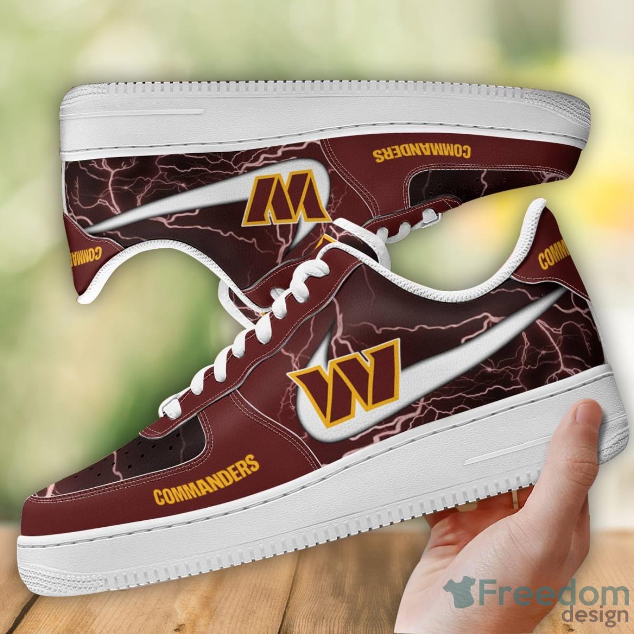 Washington Commanders Sneakers Thunder Lightning Air Force Shoes For Fans image Washington Commanders Sneakers Thunder Lightning Air Force Shoes For Fans Product Photo 2