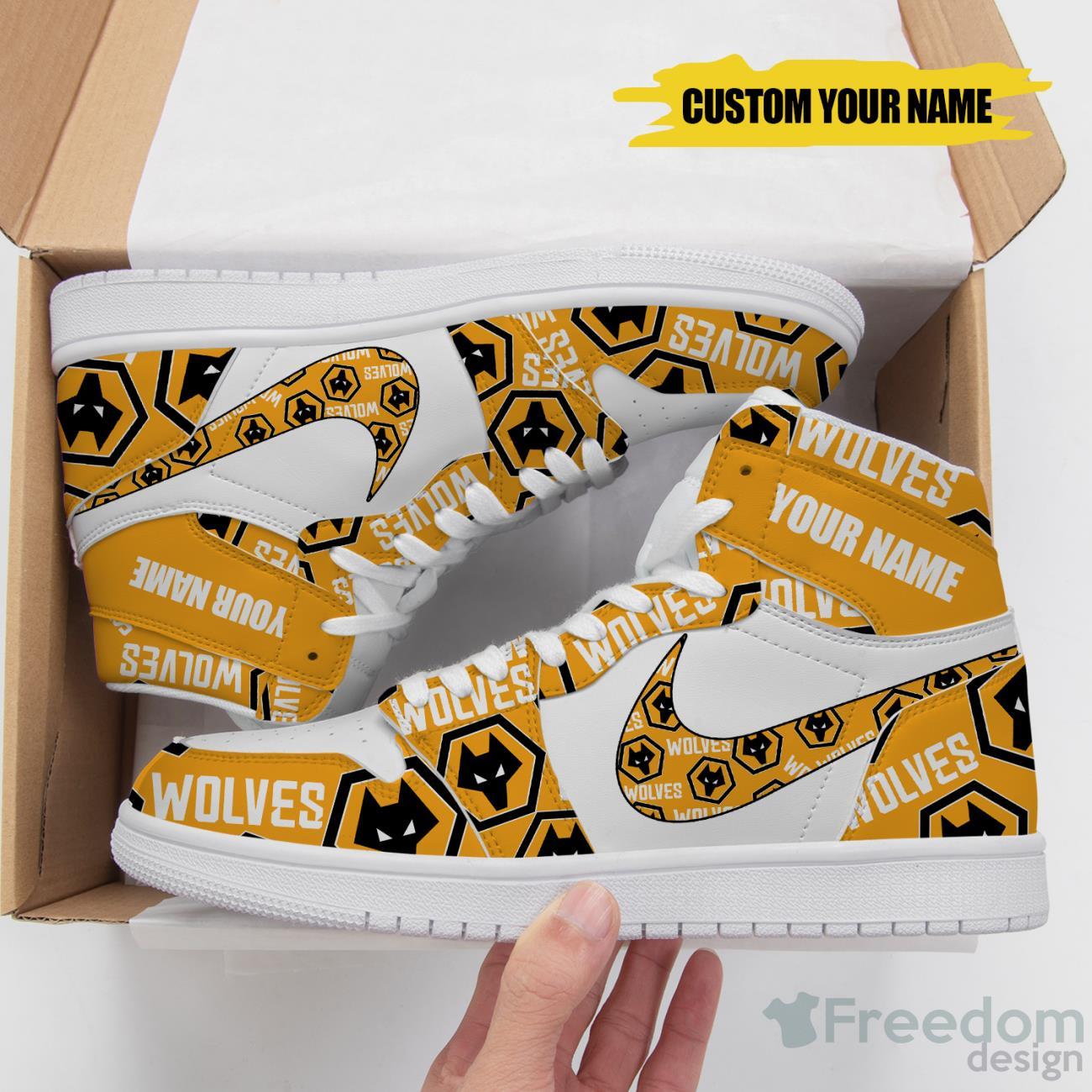 Wolves Fc Air Jordan Hightop Sneaker Custom Name For Fans image Wolves Fc Air Jordan Hightop Sneaker Custom Name For Fans Product Photo 1