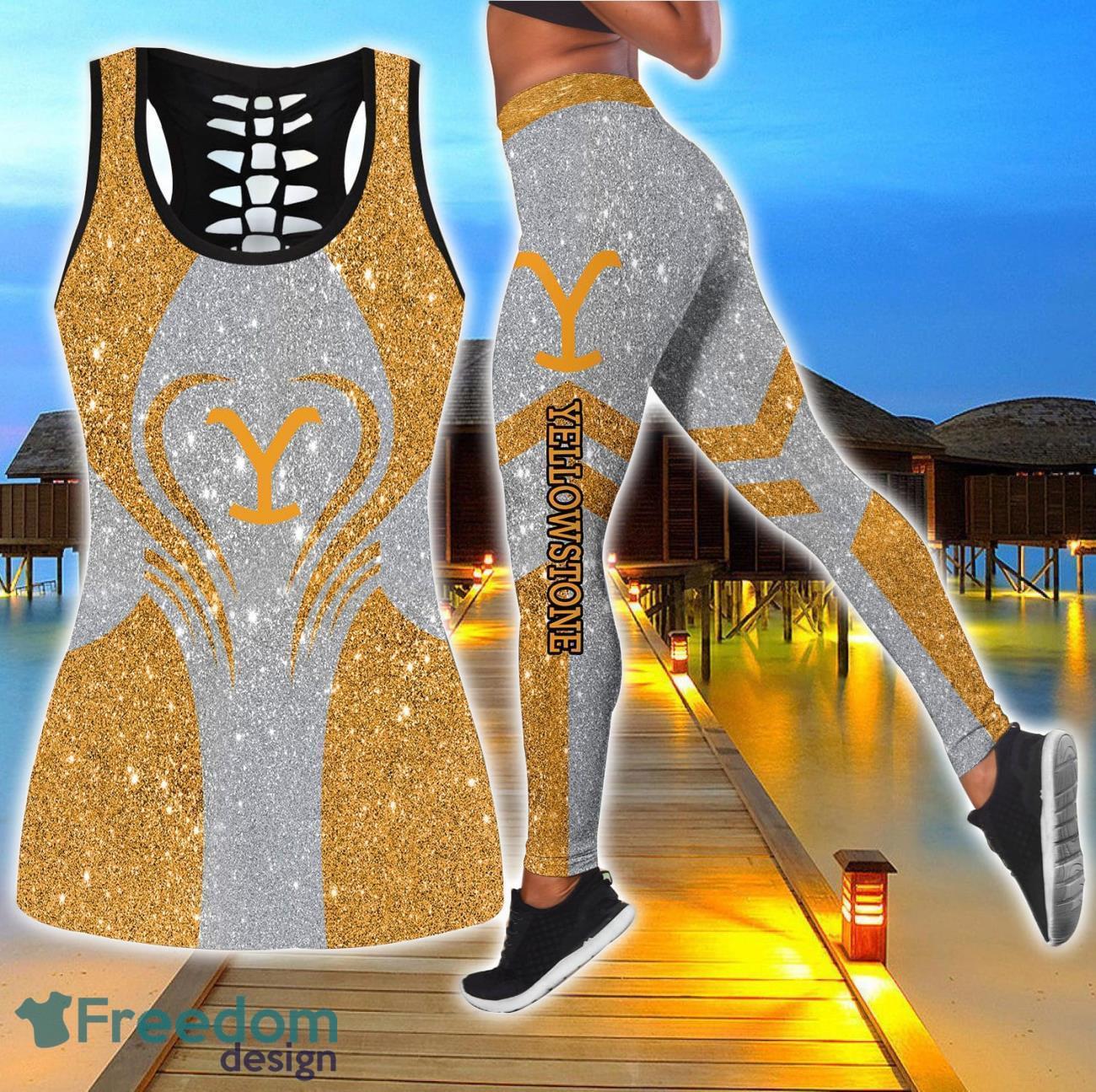 Yellowstone Combo Hollow Tanktop and Legging Sport Gift For Women image Yellowstone Combo Hollow Tanktop and Legging Sport Gift For Women Product Photo 1