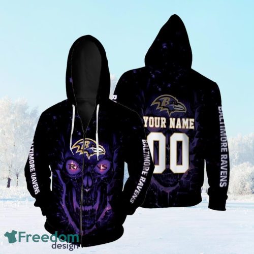 2021 Super Bowl Kansas City Chiefs Afc West Baltimore Ravens Nfl Skull For Fans 3D Personalized Zip Hoodie 3D All Over Print Product Photo 1