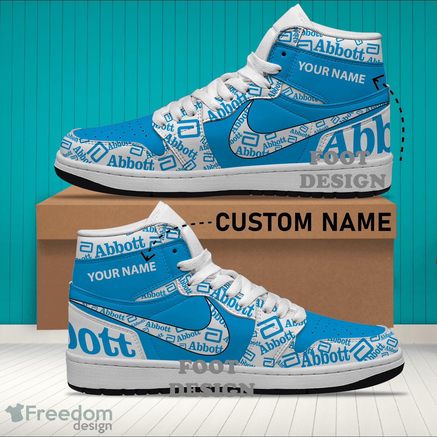 Abbott Brand Logo Custom Name Air Jordan Hightop Shoes For Sneakers Fans image Abbott Brand Logo Custom Name Air Jordan Hightop Shoes For Sneakers Fans - abbott Logo Personalized Air Jordan Hightop Shoes Photo 2