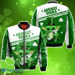Absolut Vodka Irish St Patrick Day Baby Yoda Bomber 3D For Men Women