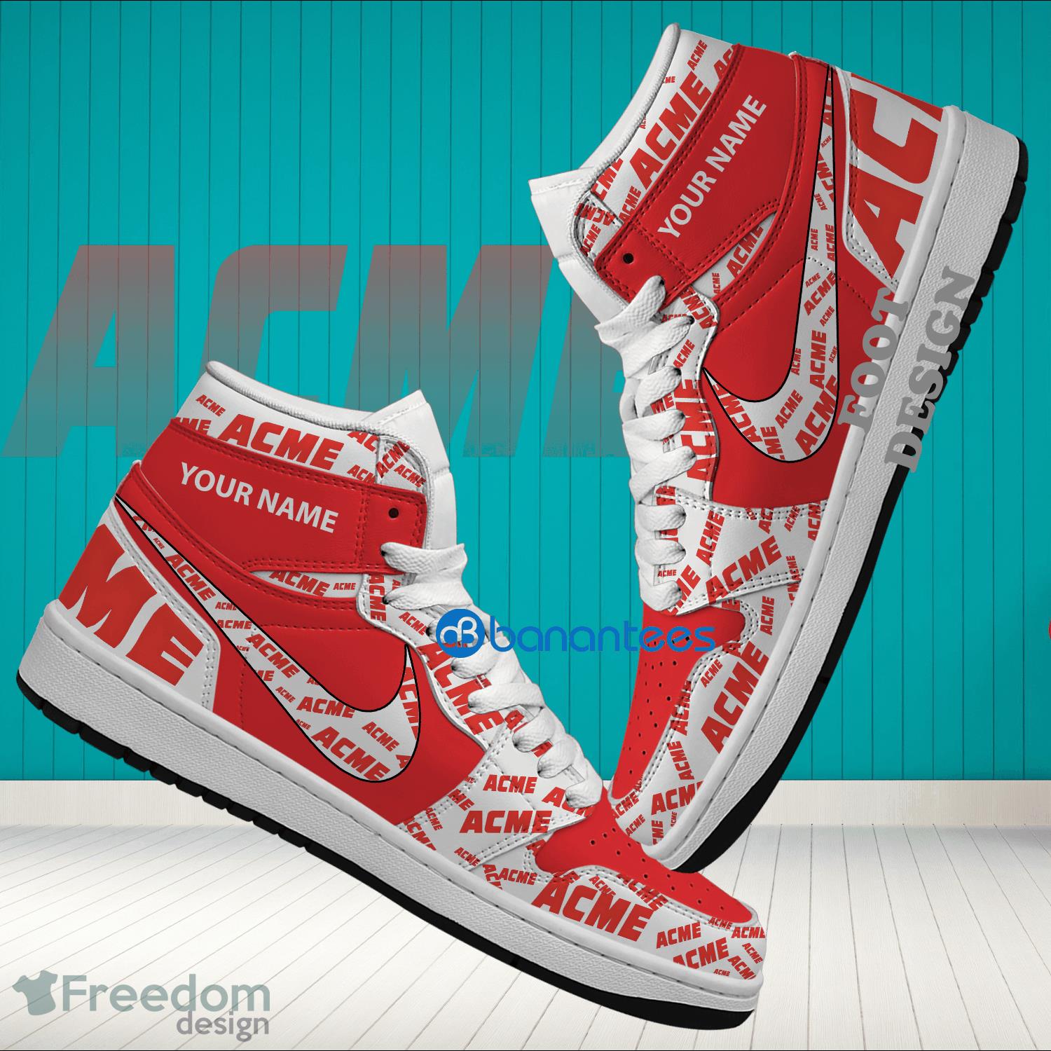 Acme Markets Brand Logo Custom Name Air Jordan Hightop Shoes For Sneakers Fans image Acme Markets Brand Logo Custom Name Air Jordan Hightop Shoes For Sneakers Fans - acme markets Logo Personalized Air Jordan Hightop Shoes Photo 1