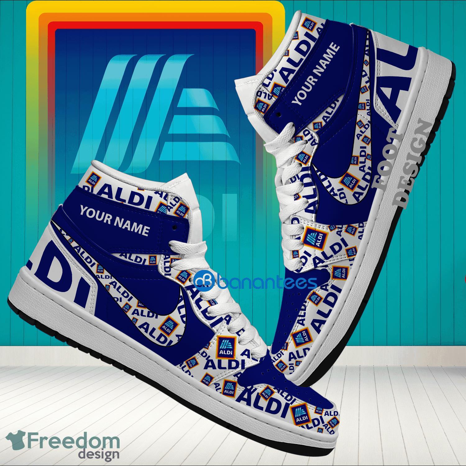 Aldi Brand Logo Custom Name Air Jordan Hightop Shoes For Sneakers Fans image Aldi Brand Logo Custom Name Air Jordan Hightop Shoes For Sneakers Fans - aldi Logo Personalized Air Jordan Hightop Shoes Photo 1
