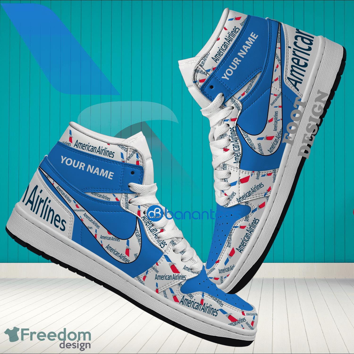 American Airline Brand Logo Custom Name Air Jordan Hightop Shoes For Sneakers Fans image American Airline Brand Logo Custom Name Air Jordan Hightop Shoes For Sneakers Fans - american airline Logo Personalized Air Jordan Hightop Shoes Photo 1