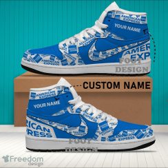 American Express Brand Logo Custom Name Air Jordan Hightop Shoes For Sneakers Fans - american express Logo Personalized Air Jordan Hightop Shoes Photo 2