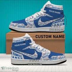 Amfam Brand Logo Custom Name Air Jordan Hightop Shoes For Sneakers Fans - amfam Logo Personalized Air Jordan Hightop Shoes Photo 2