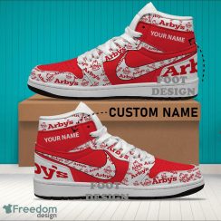 Arby's Brand Logo Custom Name Air Jordan Hightop Shoes For Sneakers Fans - arby's Logo Personalized Air Jordan Hightop Shoes Photo 2