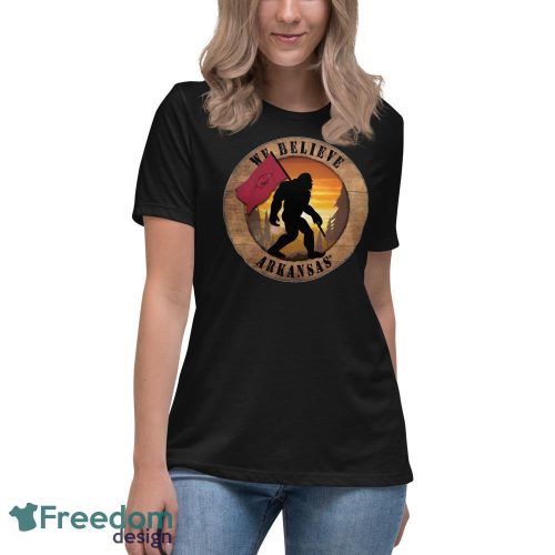 Arkansas Bigfoot We Believe T-Shirt, Hoodie, Sweatshirt - Women's Relaxed Short Sleeve Jersey Tee