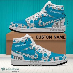 At Home Brand Logo Custom Name Air Jordan Hightop Shoes For Sneakers Fans - at home Logo Personalized Air Jordan Hightop Shoes Photo 2