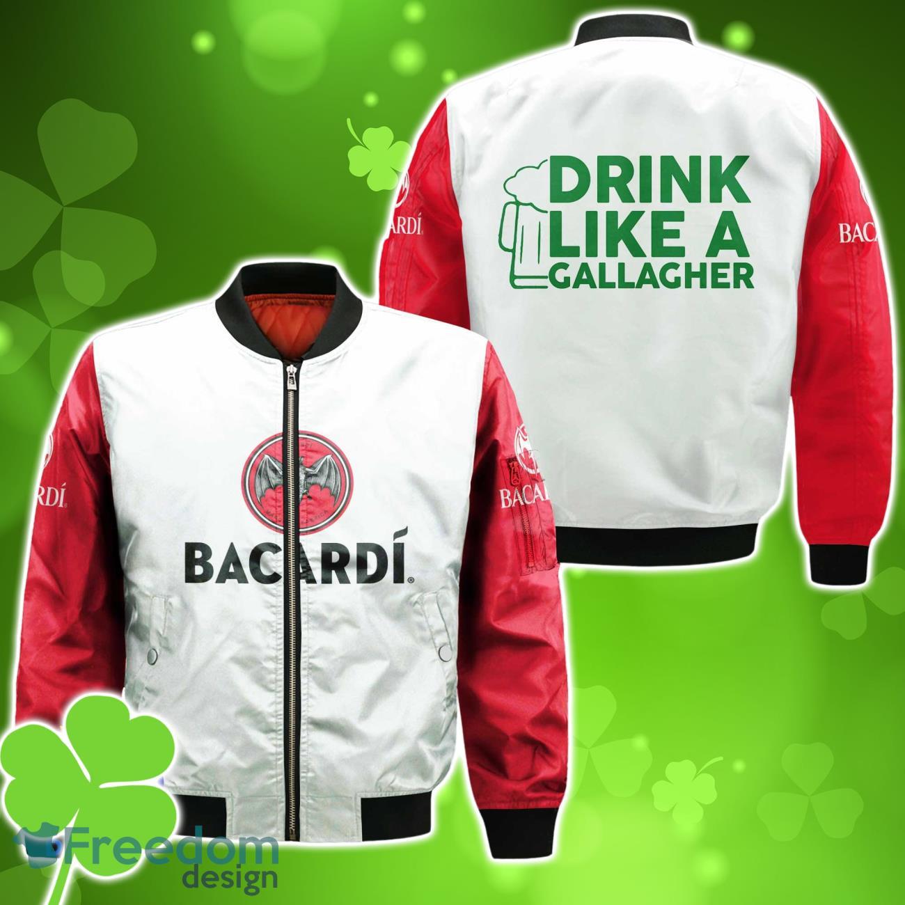 Bacardi Rum Drink Like A Gallagher Patrick Day Bomber 3D For Men Women image Bacardi Rum Drink Like A Gallagher Patrick Day Bomber 3D For Men Women Product Photo 1