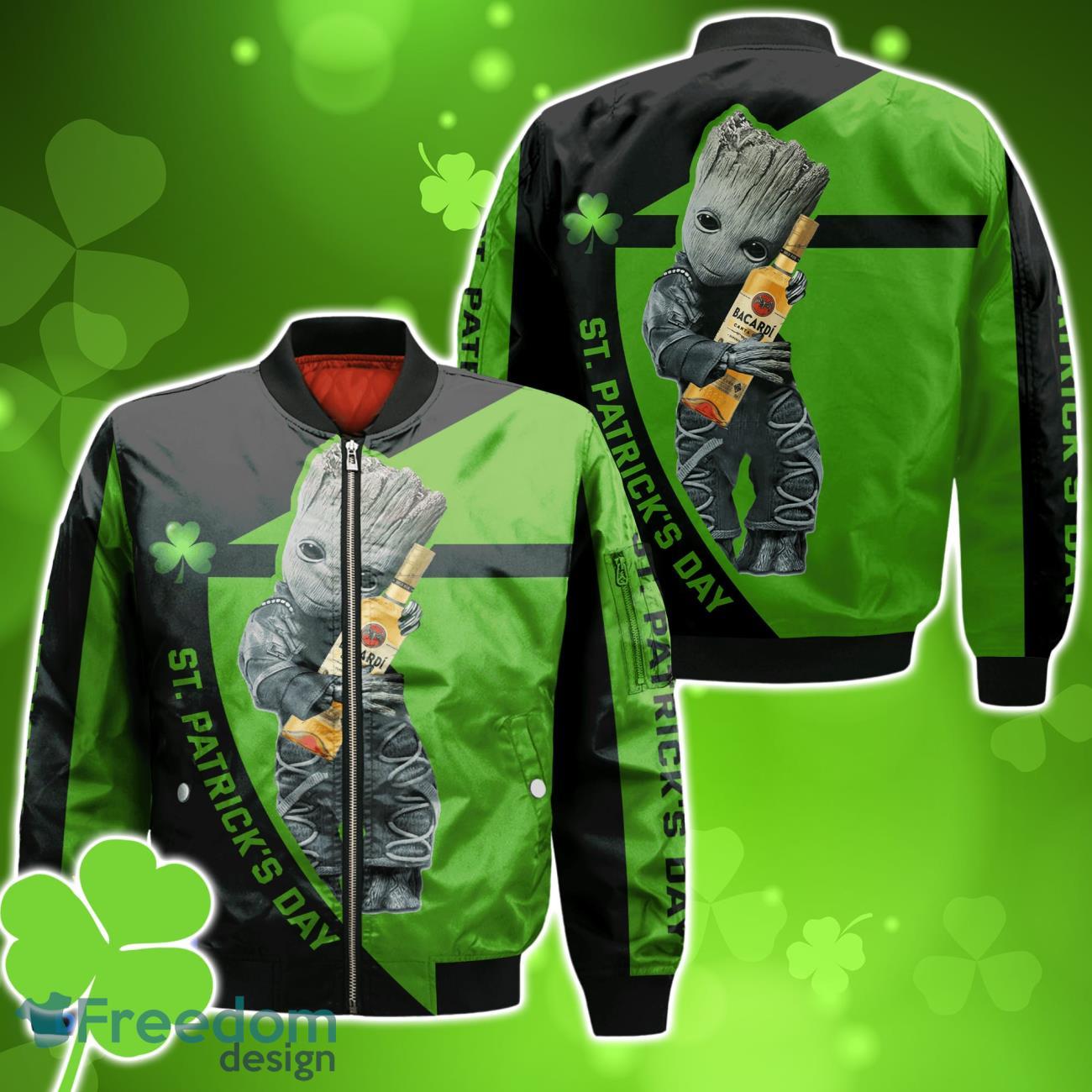 Bacardi Rum St Patrick Day Bomber 3D For Men Women image Bacardi Rum St Patrick Day Bomber 3D For Men Women Product Photo 1