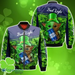 Bud Light Beer Baby Yoda St Patrick’s Day Bomber 3D For Men Women
