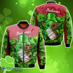 Budweiser Baby Yoda St Patrick’s Day Bomber 3D For Men Women