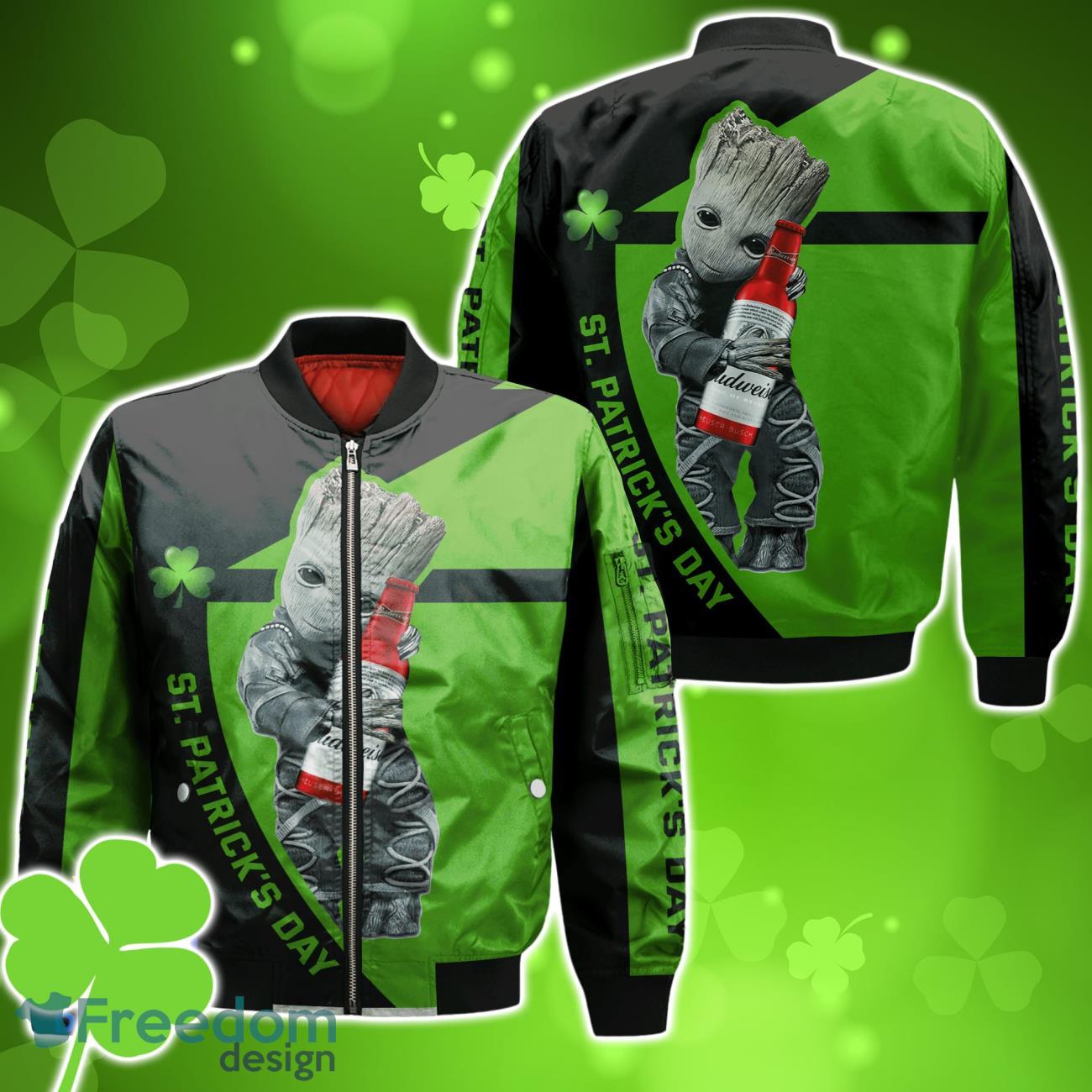 Budweiser St Patrick Day Bomber 3D For Men Women image Budweiser St Patrick Day Bomber 3D For Men Women Product Photo 1
