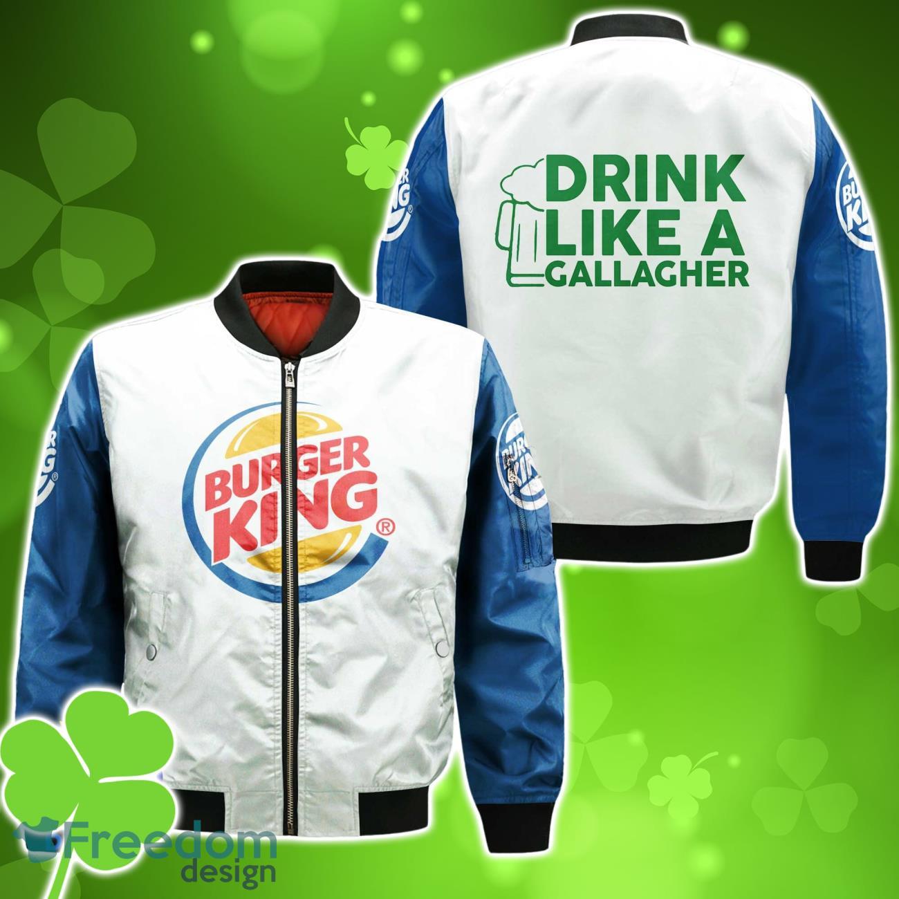 Burger King Drink Like A Gallagher Patrick Day Bomber 3D For Men Women image Burger King Drink Like A Gallagher Patrick Day Bomber 3D For Men Women Product Photo 1