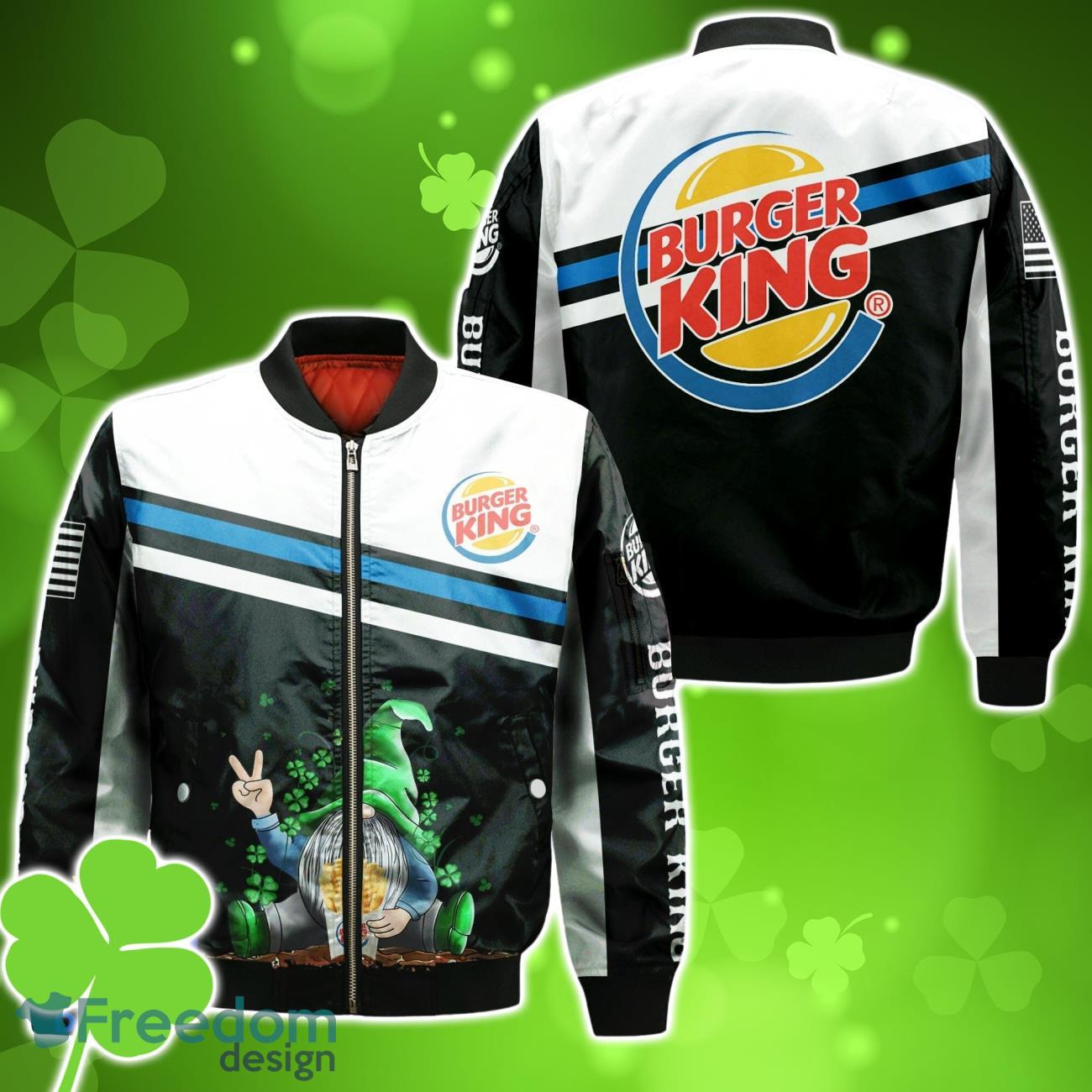 Burger King Gnome Saint Patrick’s Day Bomber 3D For Men Women image Burger King Gnome Saint Patrick’s Day Bomber 3D For Men Women Product Photo 1