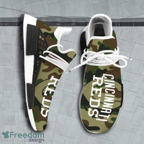 Camo Camouflage Cincinnati Reds MLB Sport Teams NMD Human Race Shoes Running Shoes For Men And Women Product Photo 1