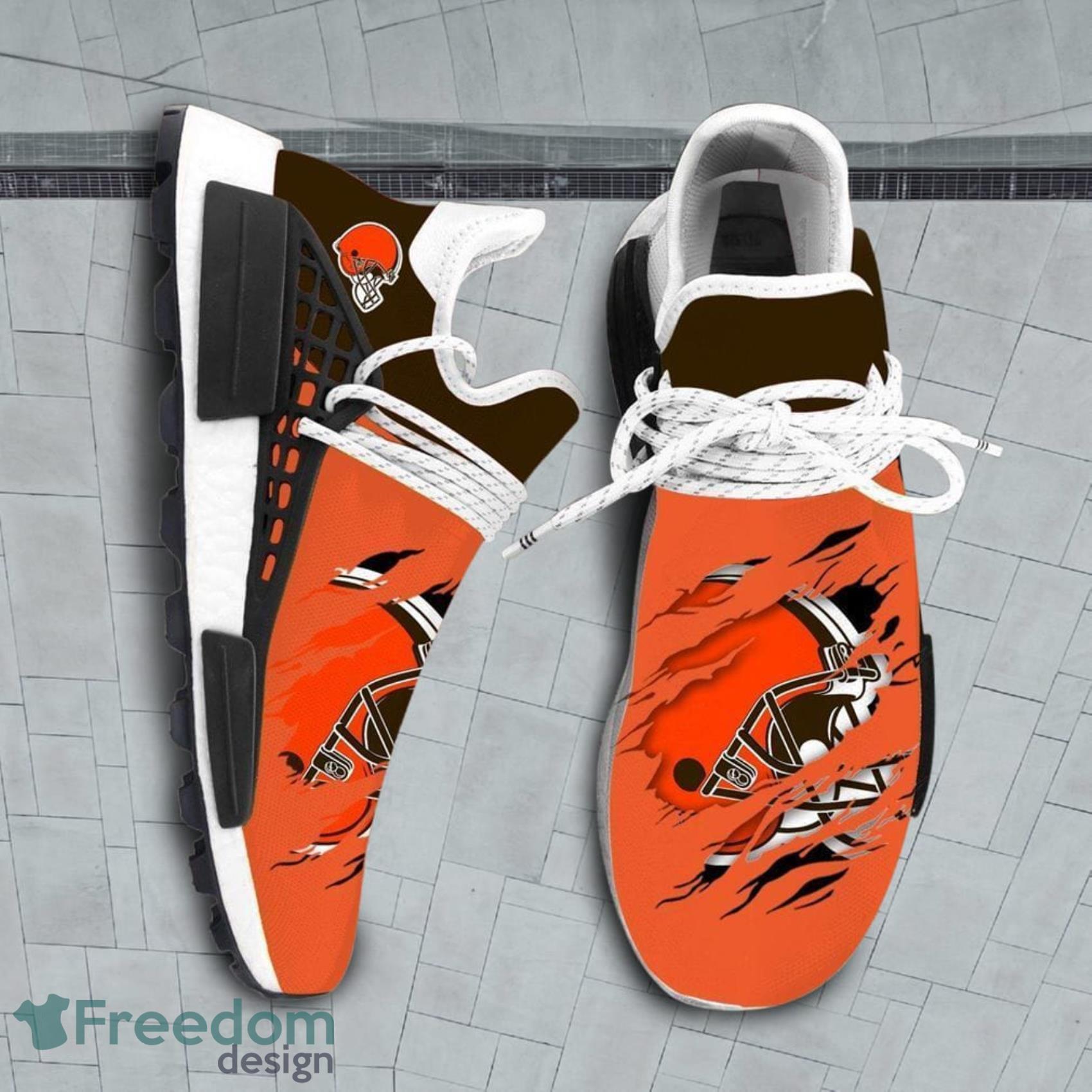 Cleveland Brown NFL Sport Teams NMD Human Race Shoes Running Shoes image Cleveland Brown NFL Sport Teams NMD Human Race Shoes Running Shoes Product Photo 1
