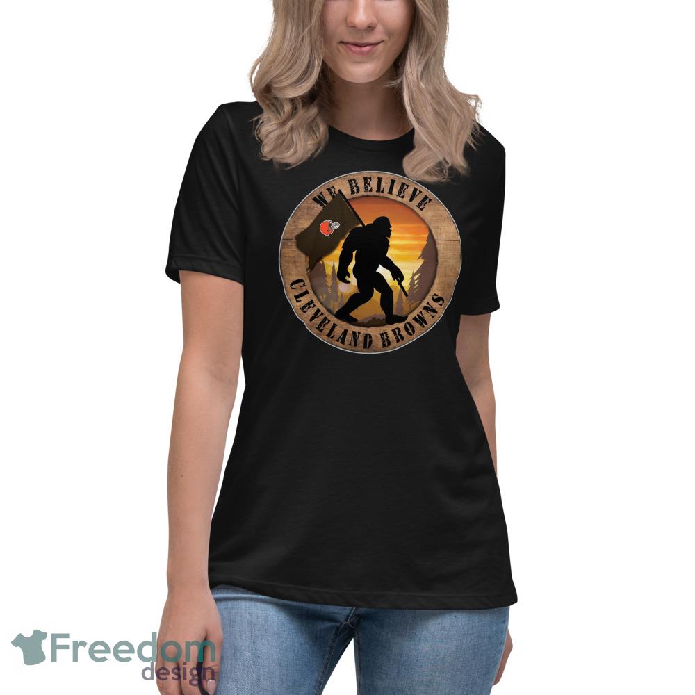 cleveland-browns-bigfoot-we-believe-t-shirt-hoodie-sweatshirt-9.jpeg Cleveland Browns Bigfoot We Believe T-Shirt, Hoodie, Sweatshirt - Women's Relaxed Short Sleeve Jersey Tee