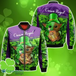 Crown Royal Whisky Baby Yoda St Patrick’s Day Bomber 3D For Men Women