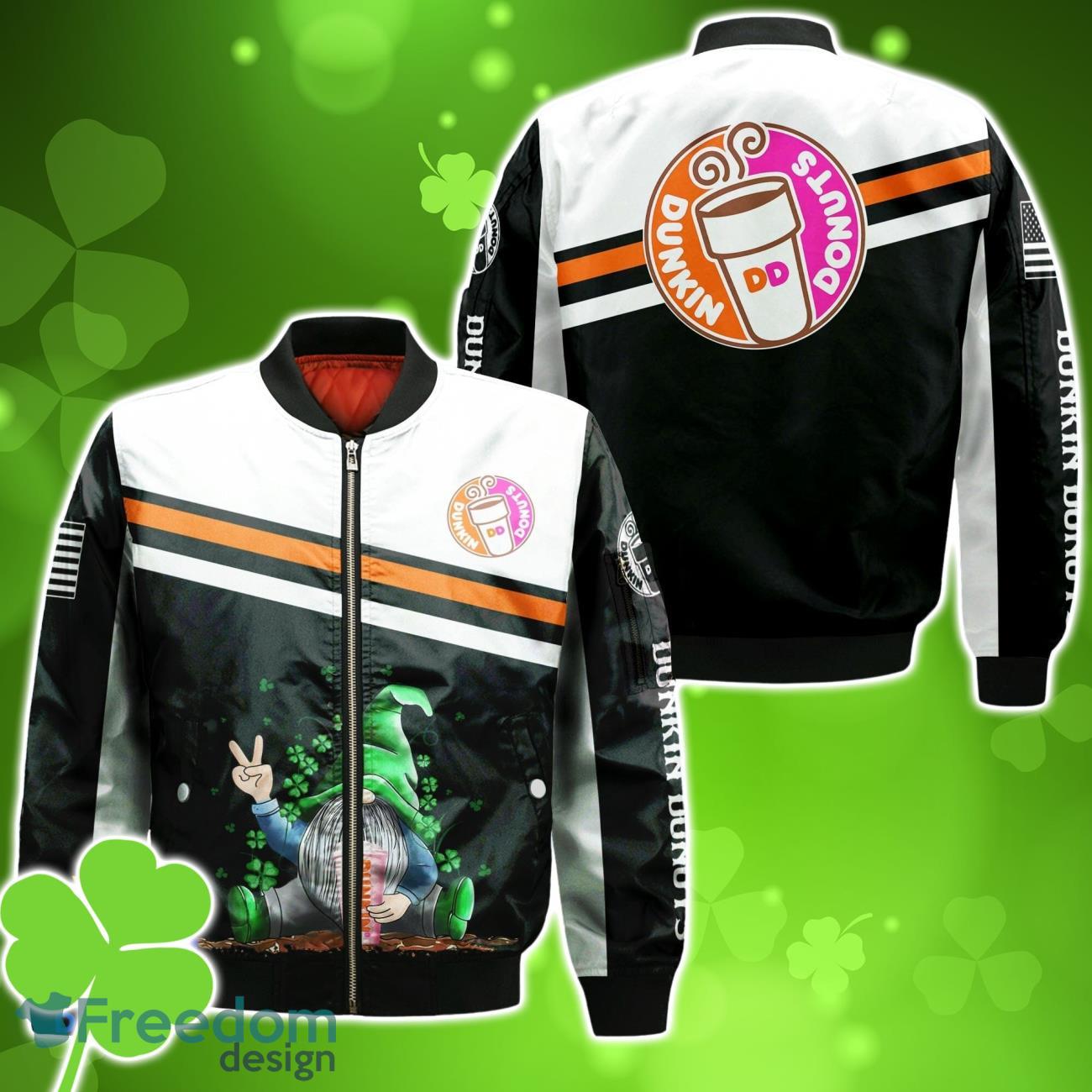 Dunkin Donuts Gnome Saint Patrick’s Day Bomber 3D For Men Women image Dunkin Donuts Gnome Saint Patrick’s Day Bomber 3D For Men Women Product Photo 1