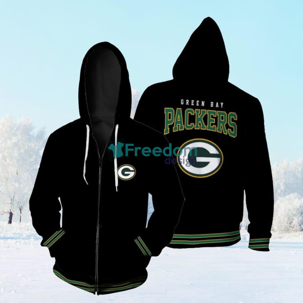 Green Bay Packers Nfl American Football Team Logo Black 3D Designed Allover Gift For Packers Fans Zip Hoodie 3D All Over Print Product Photo 1