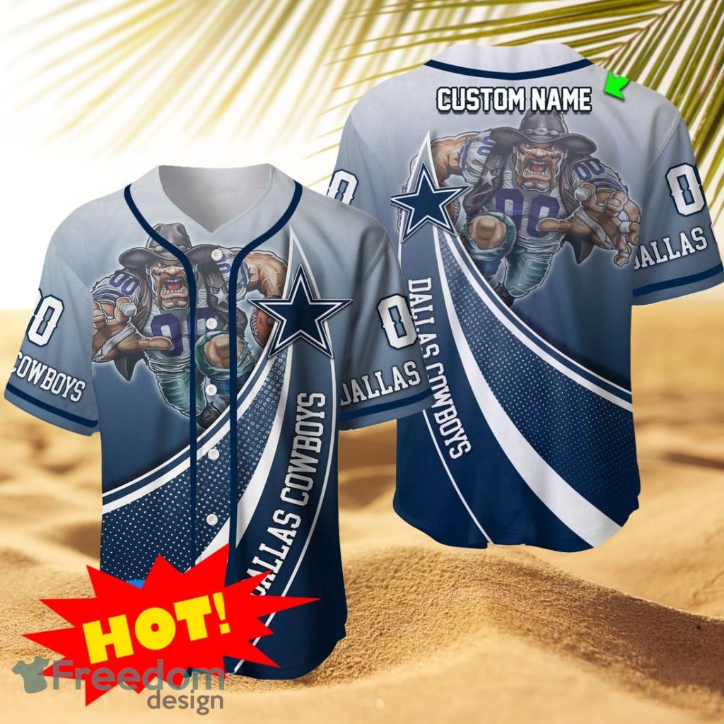 Personalized Dallas Cowboys Mascot 3D NFL Baseball Jersey Shirt Product Photo 1