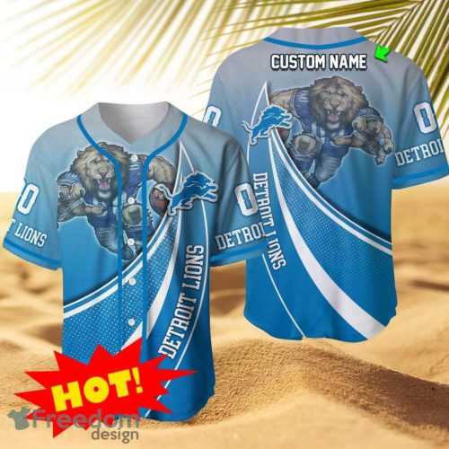 Personalized Detroit Lions Mascot 3D NFL Baseball Jersey Shirt Product Photo 1