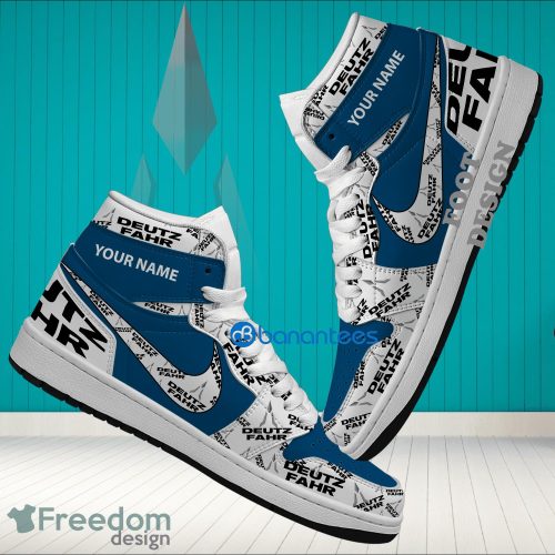 Personalized Truck Farmer SAME DEUTZ FAHR Logo Air Jordan Hightop 1 Shoes For Sneakers Fans - Truck Farmer SAME DEUTZ FAHR Logo Air Jordan Hightop 1 Shoes Personalized Photo 1