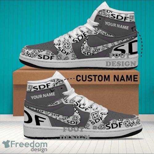 Personalized Truck Farmer SDF group Logo Air Jordan Hightop 1 Shoes For Sneakers Fans - Truck Farmer SDF group Logo Air Jordan Hightop 1 Shoes Personalized Photo 2