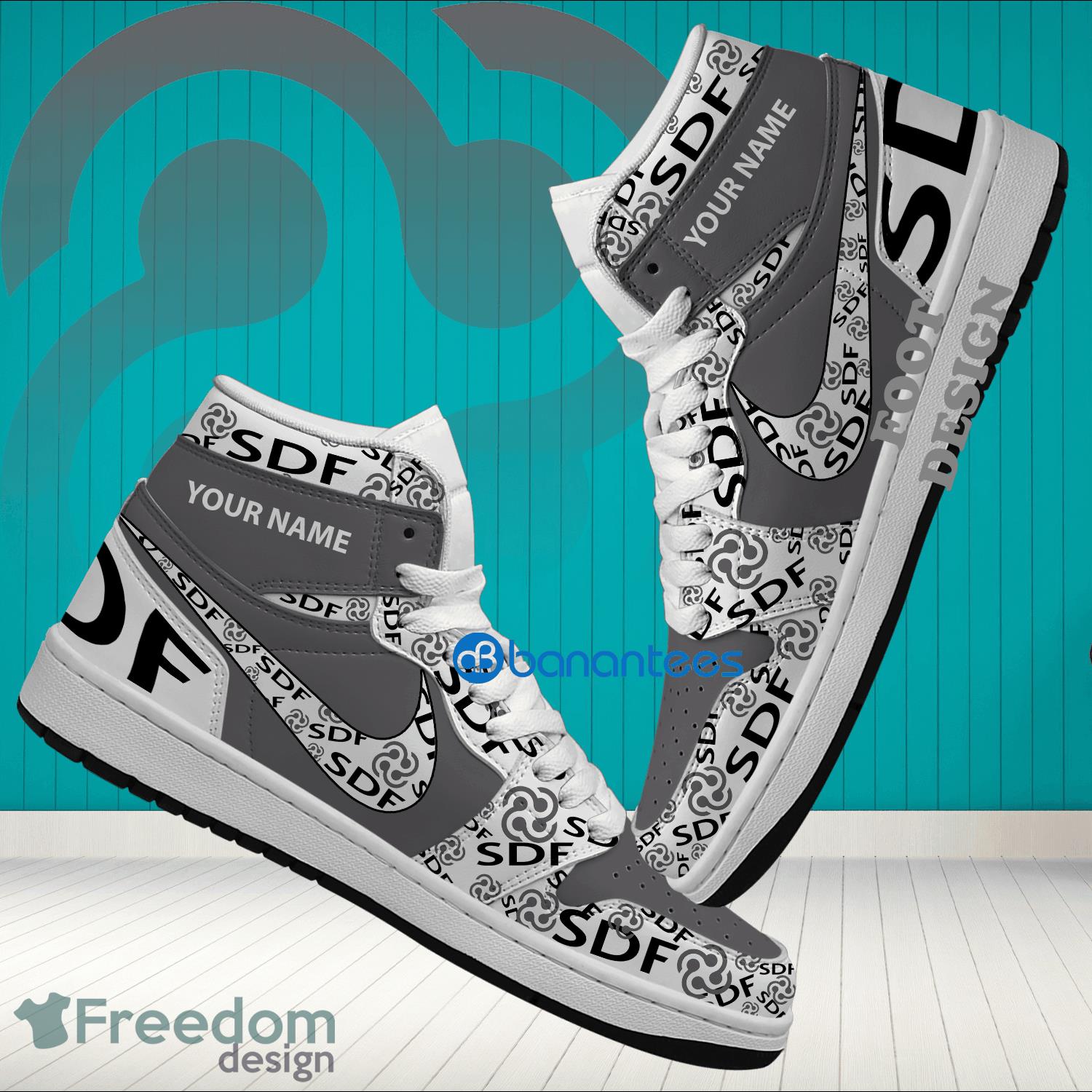 Personalized Truck Farmer SDF group Logo Air Jordan Hightop 1 Shoes For Sneakers Fans - Truck Farmer SDF group Logo Air Jordan Hightop 1 Shoes Personalized Photo 1