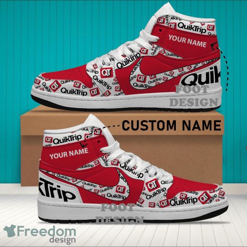 Quiktrip Brand Logo Custom Name Air Jordan Hightop Shoes For Sneakers Fans - quiktrip Logo Personalized Air Jordan Hightop Shoes Photo 2