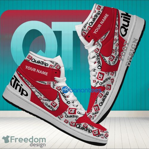 Quiktrip Brand Logo Custom Name Air Jordan Hightop Shoes For Sneakers Fans - quiktrip Logo Personalized Air Jordan Hightop Shoes Photo 1