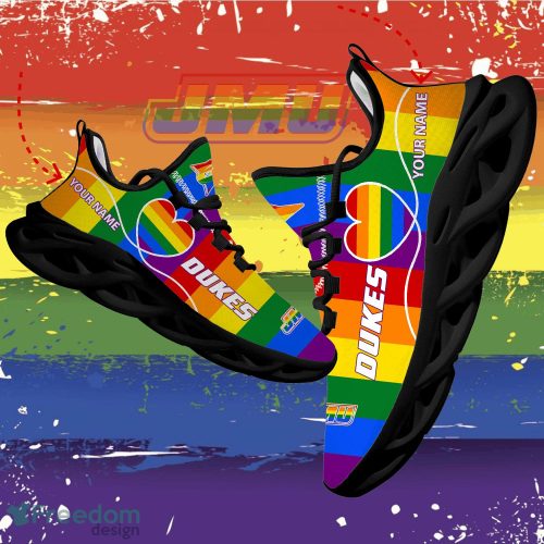 Rainbow LGBT Love NCAA James Madison Dukes Max Soul Shoes Personalized - Rainbow LGBT Love NCAA James Madison Dukes Max Soul Shoes Personalized Photo 1