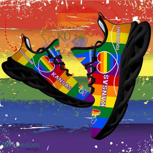 Rainbow LGBT Love NCAA Kansas Jayhawks Max Soul Shoes Personalized - Rainbow LGBT Love NCAA Kansas Jayhawks Max Soul Shoes Personalized Photo 1