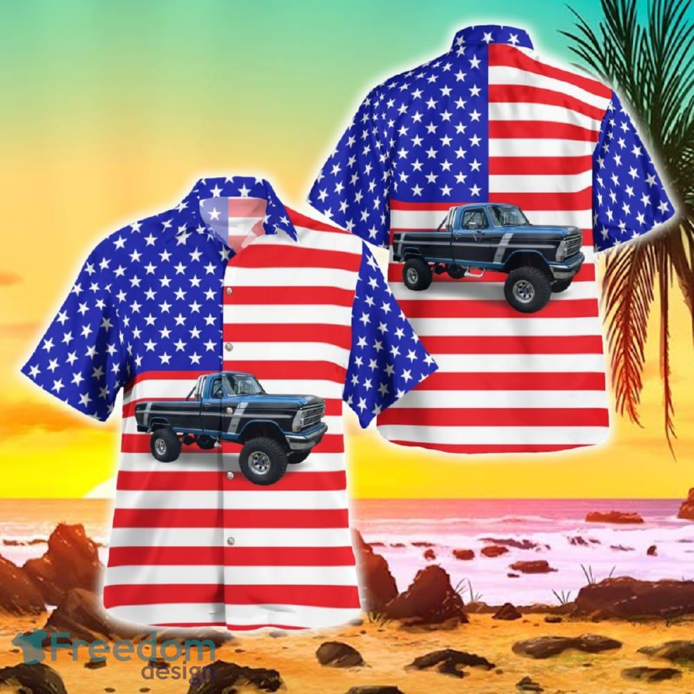 Truck American Flag Hawaiian Shirt Retro For Men Women Gift - Truck American Flag Hawaiian Shirt Retro For Men Women Gift