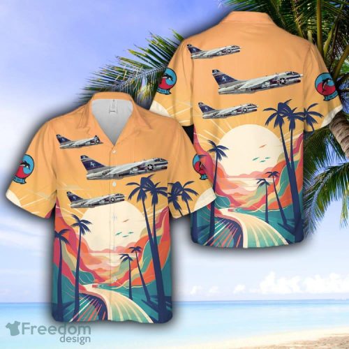 US Navy A-7B Corsair II Of Attack Squadron 203 (VA-203) Blue Dolphins Hawaiian Shirt Gift For Fans - US Navy A-7B Corsair II Of Attack Squadron 203 (VA-203) Blue Dolphins Hawaiian Shirt Gift For Fans