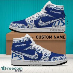 Usps Brand Logo Custom Name Air Jordan Hightop Shoes For Sneakers Fans - usps Logo Personalized Air Jordan Hightop Shoes Photo 2
