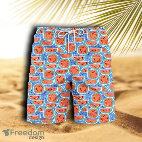 Watermelon Pattern Beach Hawaiian Shorts For Men Product Photo 1